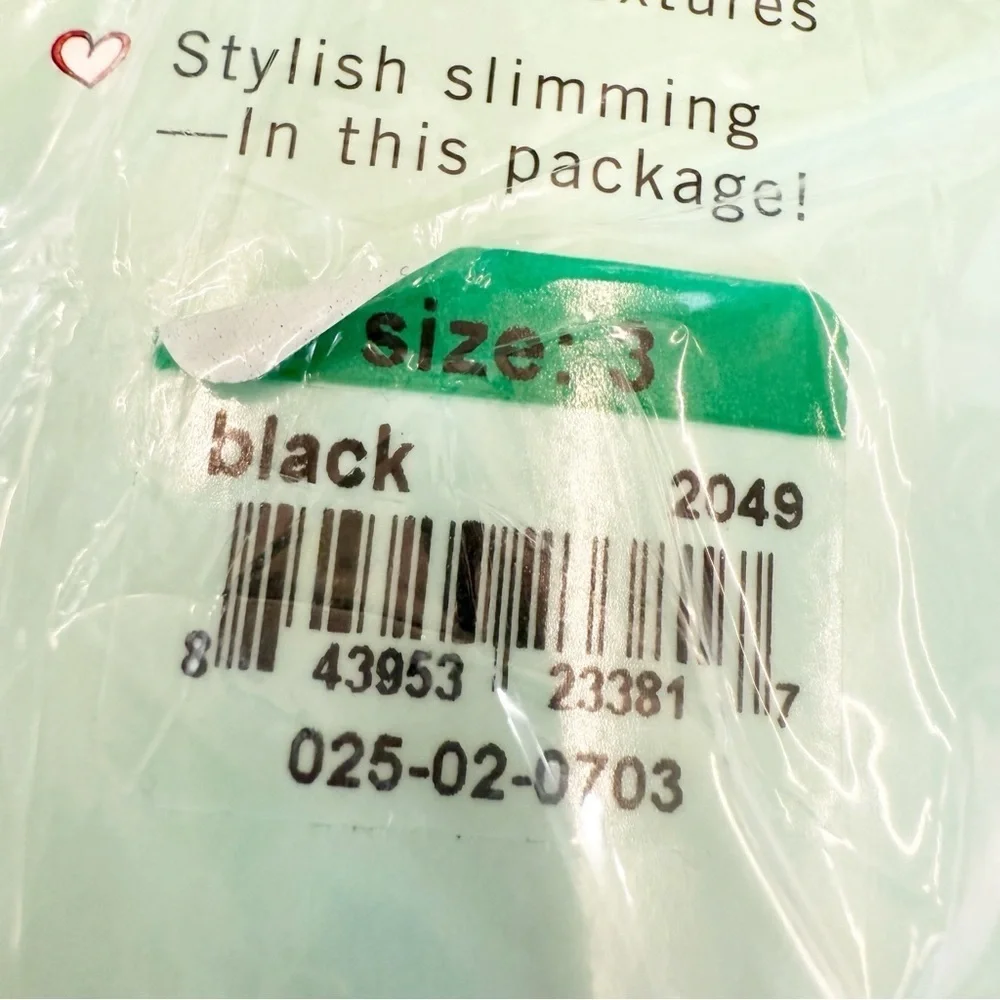 NWT Love Your Assets By Sara Blakely Black Wishbone Shaping Tights, Size 3 (L)